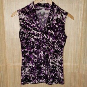 Tahari Sleeveless Purple Abstract Print Top. XS